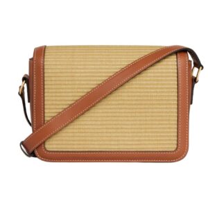CELINE TEEN TRIOMPHE BAG IN RAFFIA EFFECT TEXTILE AND CALFSKIN