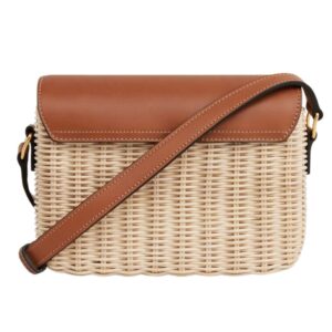 CELINE TEEN TRIOMPHE BAG IN WICKER AND NATURAL CALFSKIN