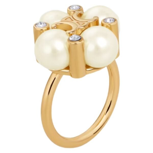 CELINE LES PERLES RING IN STRASS RESIN PEARLS AND BRASS WITH GOLD FINISH - Image 2