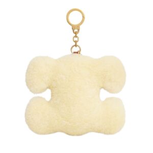 CELINE TRIOMPHE POM POM KEYRING WITH HEART IN SHEARLING AND ACETATE WITH GOLD FINISHING