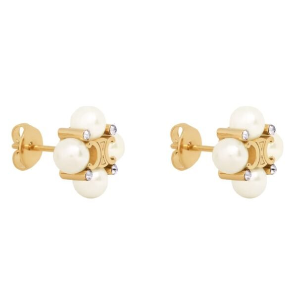 CELINE LES PERLES STUDS IN STRASS RESIN PEARLS AND BRASS WITH GOLD FINISH - Image 2