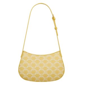 CELINE MEDIUM TILLY BAG IN TRIOMPHE CANVAS AND CALFSKIN BRIGHT YELLOW