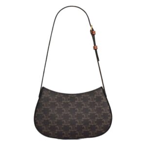 CELINE MEDIUM TILLY BAG IN TRIOMPHE CANVAS AND CALFSKIN