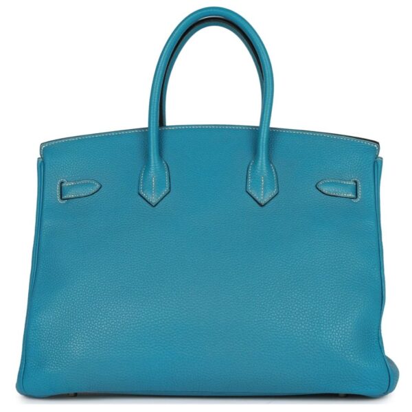 PRE-OWNED HERMÈS BIRKIN 35 BLUE JEAN TOGO PALLADIUM HARDWARE - Image 2