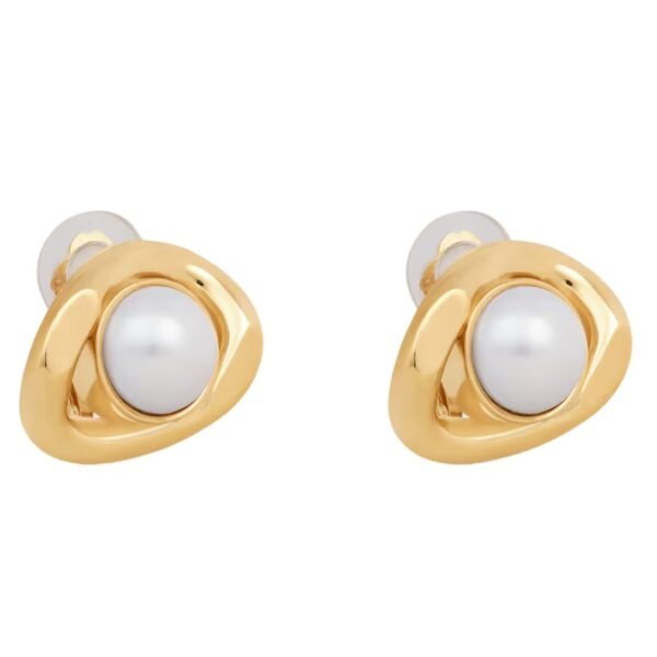 LES PERLES CELINE MAILLON EARRINGS IN BRASS WITH GOLD FINISH AND RESIN PEARLS - Image 2