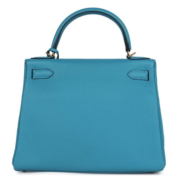 PRE-OWNED HERMÈS KELLY RETOURNE 28 TURQUOISE TOGO GOLD HARDWARE - Image 2