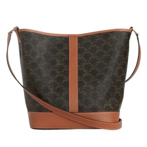 CELINE MEDIUM BUCKET IN TRIOMPHE CANVAS AND CALFSKIN