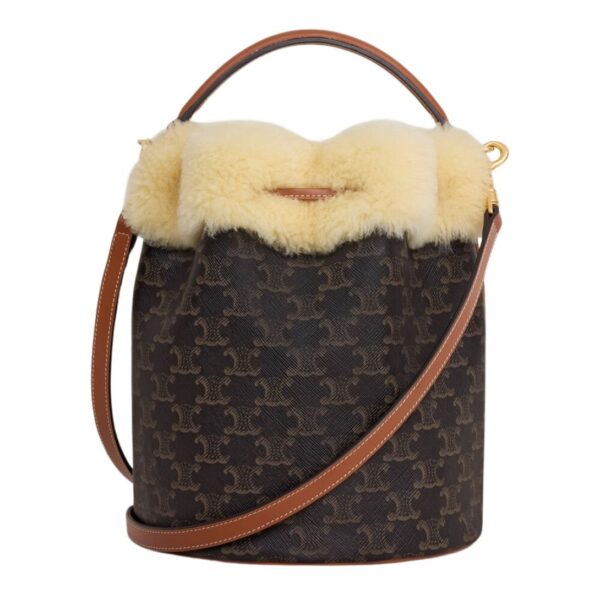 CELINE CLARA BAG IN TRIOMPHE CANVAS AND SHEARLING - Image 2