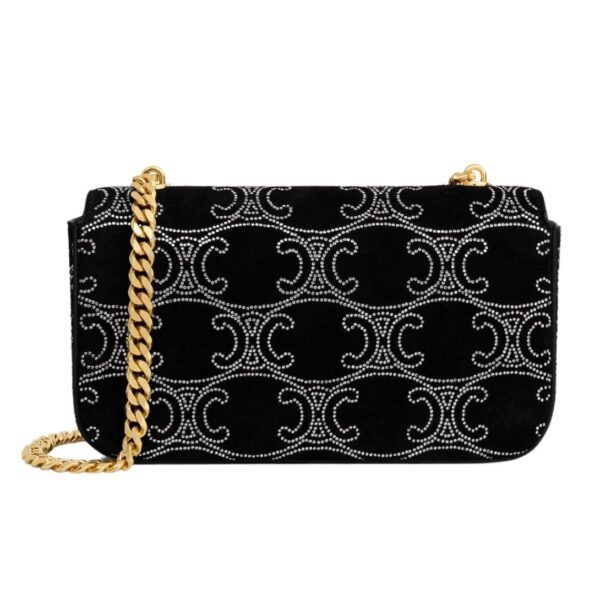 CELINE CHAIN SHOULDER BAG CLAUDE IN SUEDE CALFSKIN WITH TRIOMPHE STRASS - Image 2