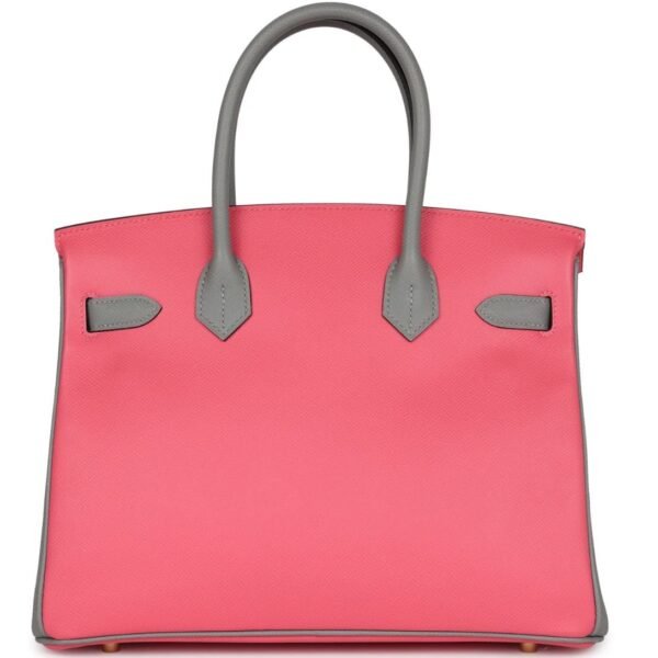PRE-OWNED HERMÈS SPECIAL ORDER (HSS) BIRKIN 30 ROSE AZALEE AND GRIS MOUETTE EPSOM BRUSHED GOLD HARDWARE - Image 2