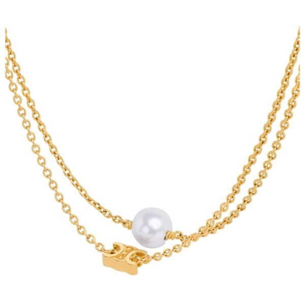 LES PERLES CELINE BRACELET IN RESIN PEARL AND BRASS WITH GOLD FINISH - Image 2