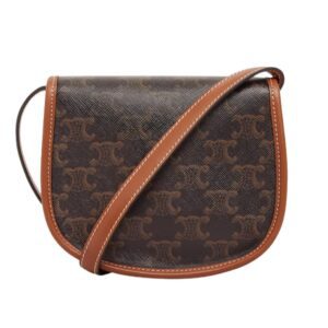 CELINE MINI BESACE IN TRIOMPHE CANVAS AND CALFSKIN