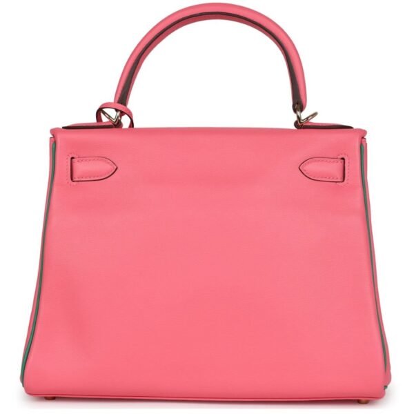 HERMÈS SPECIAL ORDER (HSS) KELLY RETOURNE 28 ROSE AZALEE AND VERT VERTIGO SWIFT GOLD HARDWARE - Image 2