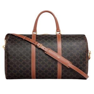 CELINE LARGE TRAVEL BAG IN TRIOMPHE CANVAS AND CALFSKIN