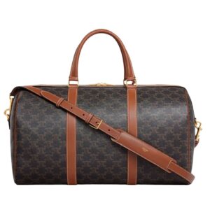 CELINE MEDIUM TRAVEL BAG IN TRIOMPHE CANVAS AND CALFSKIN