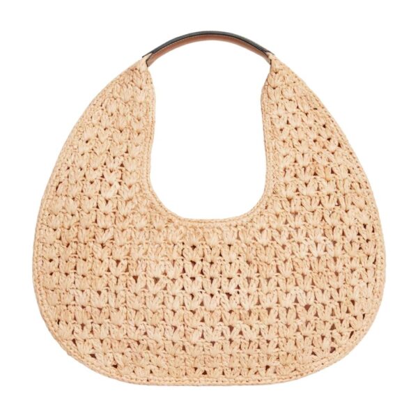 CELINE CLASSIC PANIER HOBO BAG IN RAFFIA AND CALFSKIN - Image 2