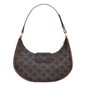 CELINE MEDIUM AVA TRIOMPHE BAG IN TRIOMPHE CANVAS AND CALFSKIN TAN