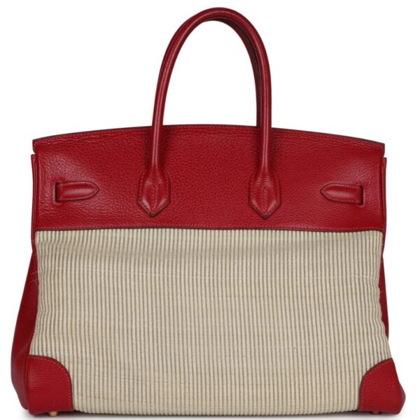 VINTAGE HERMÈS BIRKIN 35 ROUGE VIF BUFFALO AND CRINOLINE GOLD HARDWARE - Image 2