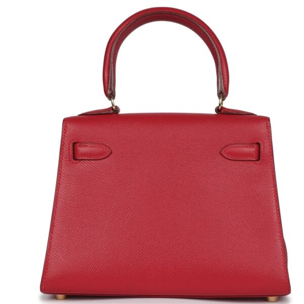 VINTAGE HERMÈS KELLY SELLIER 20 ROUGE VIF COURCHEVEL GOLD HARDWARE - Image 2