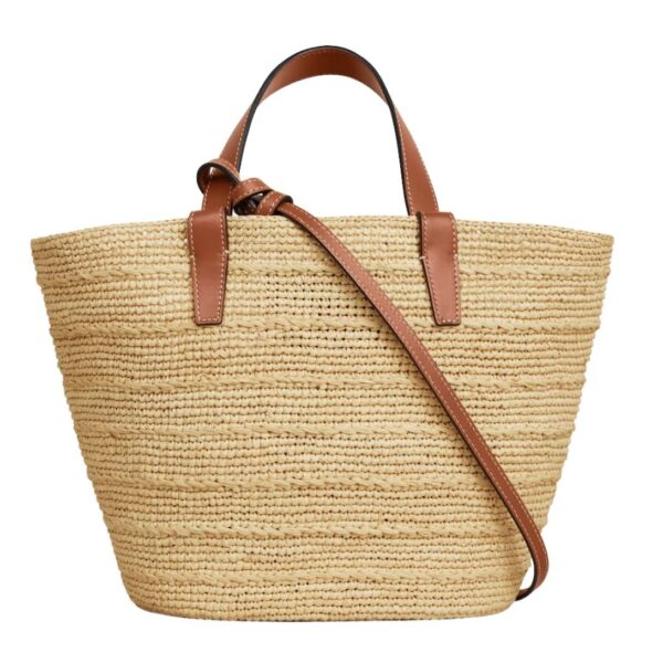 CELINE TEEN SUPPLE CLASSIC PANIER IN RAFFIA AND CALFSKIN - Image 2