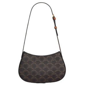 CELINE MEDIUM TILLY BAG IN TRIOMPHE CANVAS AND CALFSKIN TAN
