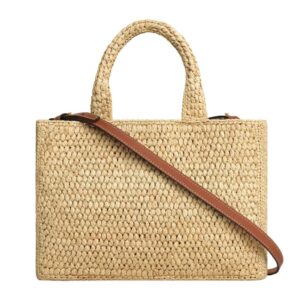 CELINE SMALL CABAS THAIS IN RAFFIA AND CALFSKIN