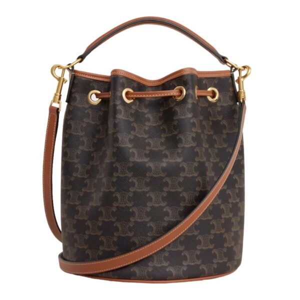 CELINE CLARA BAG IN TRIOMPHE CANVAS AND CALFSKIN TAN - Image 2