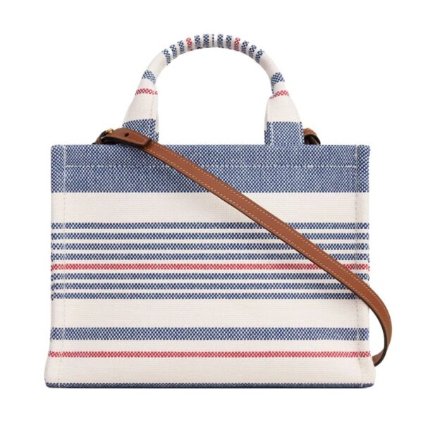 CELINE SMALL CABAS THAIS IN STRIPED TEXTILE AND CALFSKIN - Image 2
