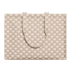 CELINE LARGE CABAS THAIS IN TEXTILE WITH TRIOMPHE CANVAS PRINT AND CALFSKIN