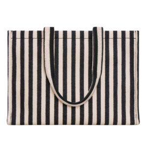 CELINE LARGE CABAS THAIS IN STRIPED TEXTILE AND CALFSKIN