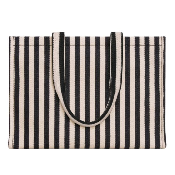 CELINE LARGE CABAS THAIS IN STRIPED TEXTILE AND CALFSKIN - Image 2