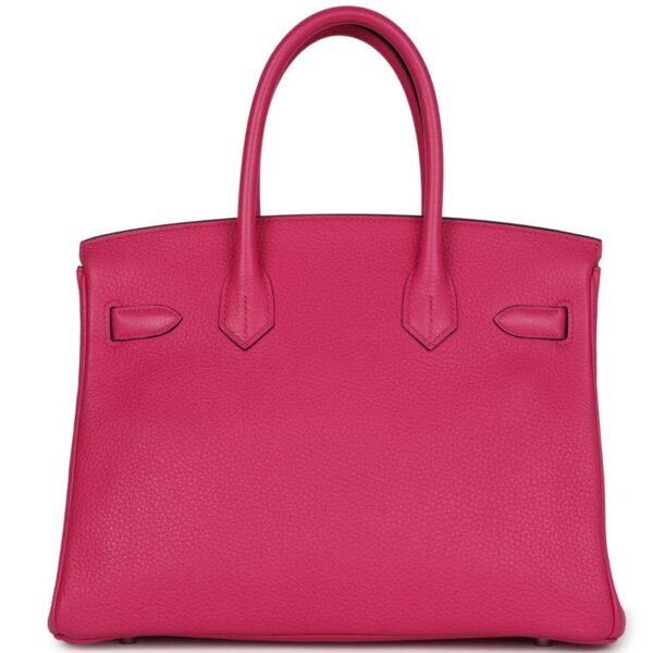 PRE-OWNED HERMÈS BIRKIN 30 ROSE SHOCKING CLEMENCE PALLADIUM HARDWARE - Image 2