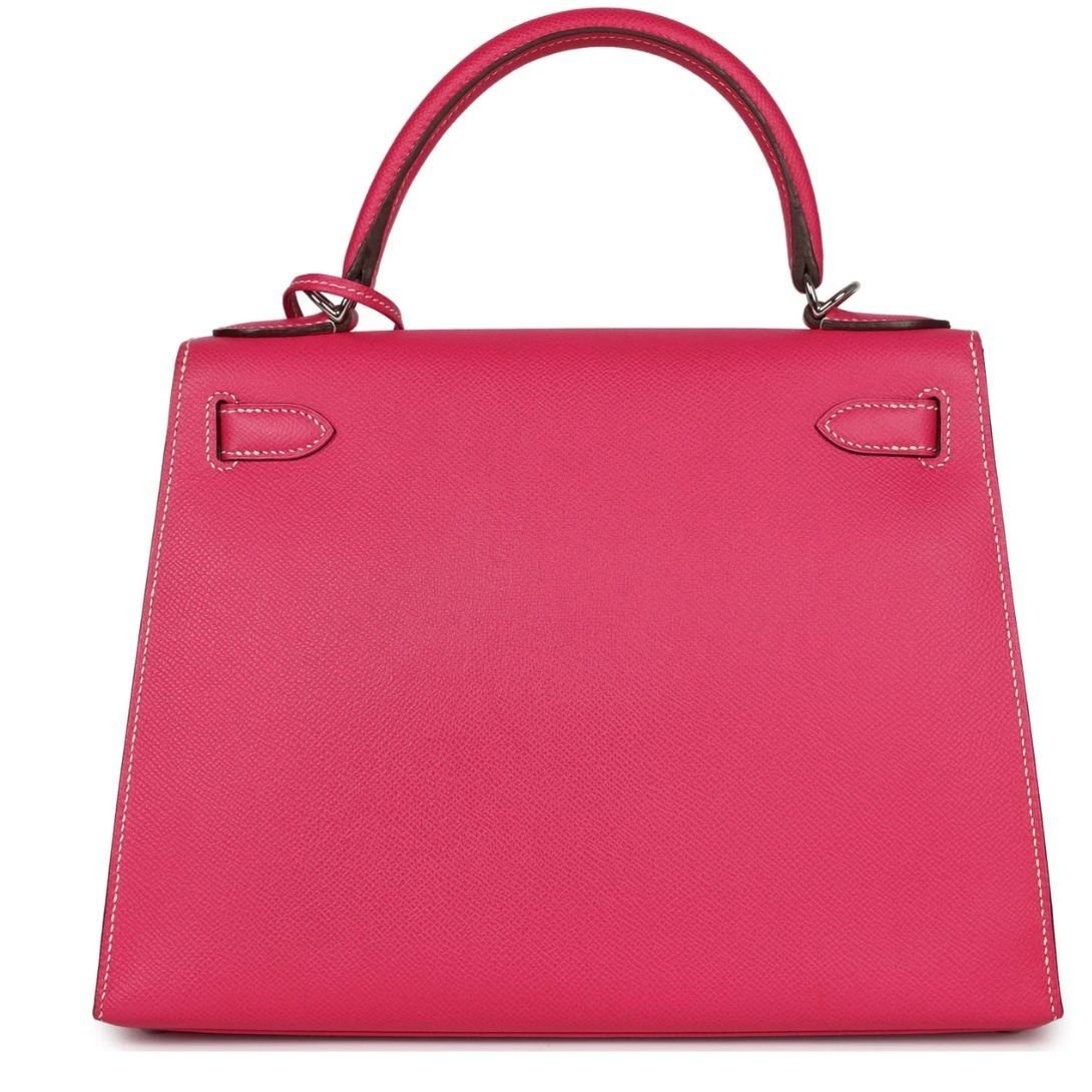 PRE-OWNED HERMÈS KELLY SELLIER 28 ROSE TYRIEN EPSOM PALLADIUM HARDWARE - Image 2