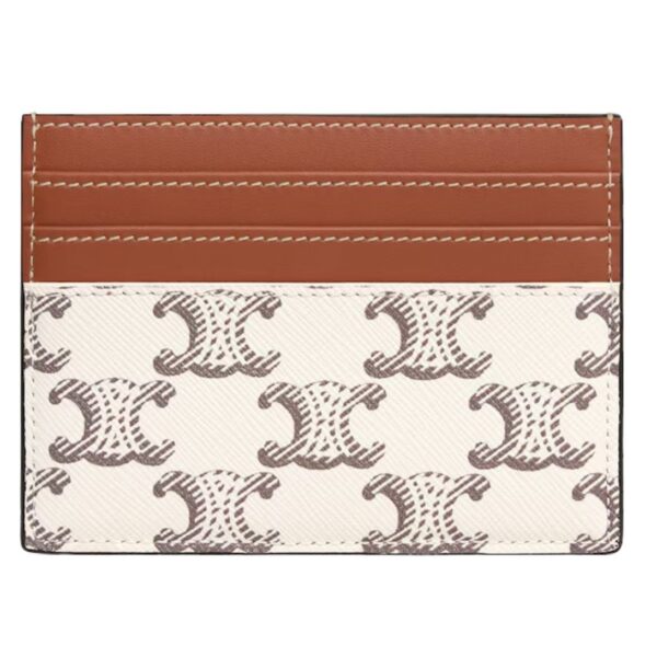 CELINE LARGE CARD HOLDER IN TRIOMPHE CANVAS AND CALFSKIN TAN - Image 2