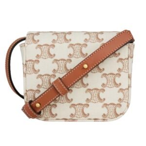 CELINE MINI CLAUDE IN TEXTILE WITH TRIOMPHE PRINT AND CALFSKIN