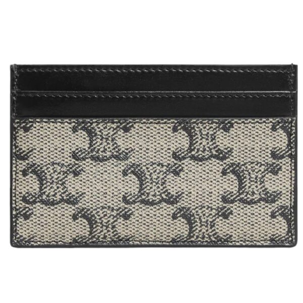 CELINE MEDIUM CARD HOLDER IN TRIOMPHE CANVAS AND CALFSKIN BEIGE - Image 2