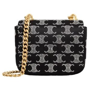 CELINE MINI CHAIN CLAUDE IN SATIN WITH TRIOMPHE STRASS