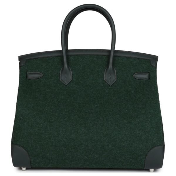 HERMÈS BIRKIN 35 VERT ANGLAIS FEUTRE WOOL AND VERT FONCE FEUTRE SWIFT PALLADIUM HARDWARE - Image 2