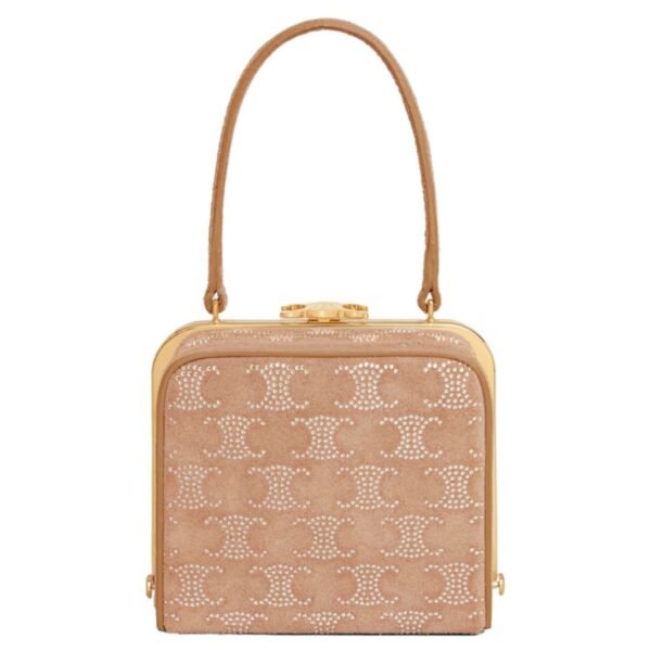 CELINE LANA MINAUDIERE IN SUEDE CALFSKIN WITH TRIOMPHE STRASS LIGHT CAMEL - Image 2