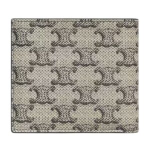 CELINE BI FOLD WALLET IN TRIOMPHE CANVAS AND CALFSKIN BEIGE