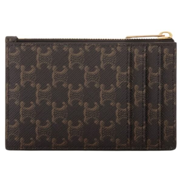 CELINE ZIPPED CARD HOLDER IN TRIOMPHE CANVAS AND LAMBSKIN TAN - Image 4
