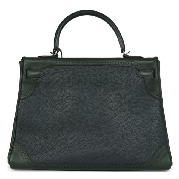 PRE-OWNED HERMÈS GHILLIES KELLY 35 RETOURNE VERT FONCE CLEMENCE AND VERT ANGLAIS EVERCOLOR PALLADIUM HARDWARE - Image 2