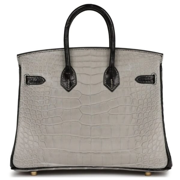 HERMÈS SPECIAL ORDER HSS BIRKIN 25 GRIS PERLE AND BLACK MATTE ALLIGATOR MISSISSIPPIENIS BRUSHED GOLD HARDWARE - Image 2