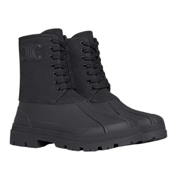CELINE RILEY LACE UP BOOT IN CANVAS BLACK - Image 3