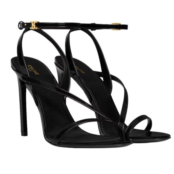 CELINE AVA TRIOMPHE STILETTO SANDAL IN PATENT CALFSKIN BLACK - Image 3