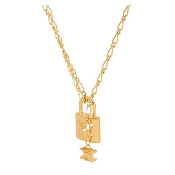 CELINE TRIOMPHE LOCK NECKLACE IN BRASS WITH GOLD FINISH - Image 3