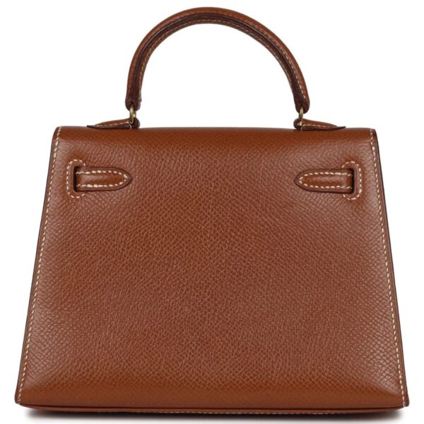 VINTAGE HERMÈS MICRO KELLY SELLIER 15 GOLD COURCHEVEL GOLD HARDWARE - Image 2