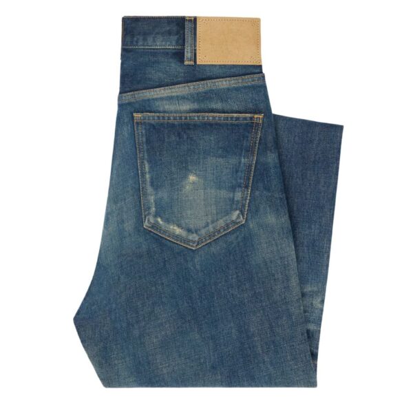 CELINE KURT JEANS IN DESTROYED BLUE MARBLE DENIM - Image 2