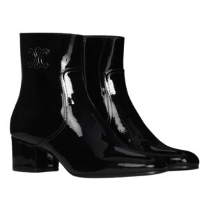 CELINE LES BOTTES TRIOMPHE ZIPPED BOOT IN PATENT CALFSKIN BLACK