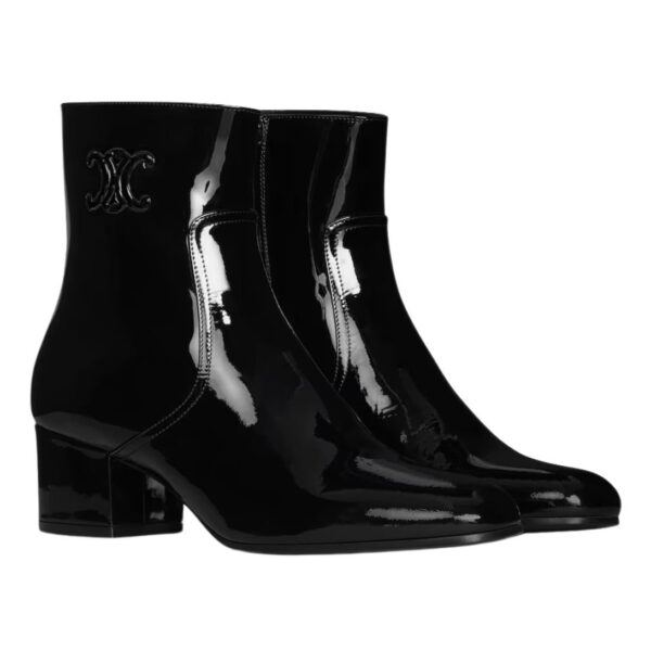CELINE LES BOTTES TRIOMPHE ZIPPED BOOT IN PATENT CALFSKIN BLACK - Image 2